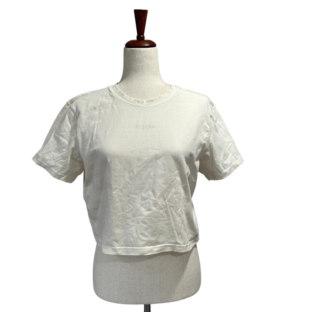 Recess Pickleball Tee‎ Shirt XL Women's Cream Short Sleeve Cropped Streetwear